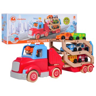 Drevené odťahové vozidlo + autá