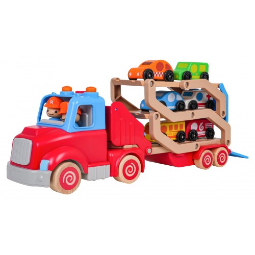 Drevené odťahové vozidlo + autá