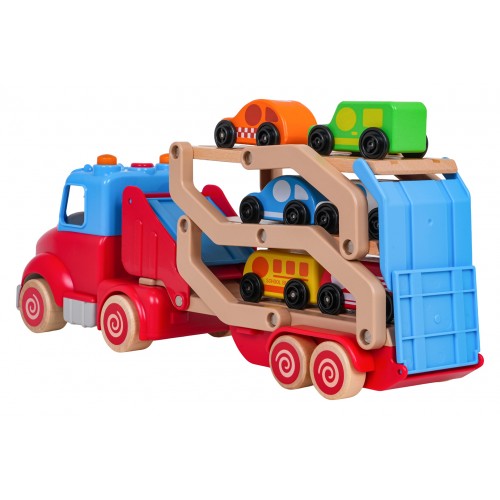 Drevené odťahové vozidlo + autá