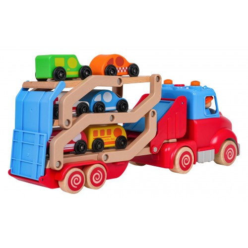 Drevené odťahové vozidlo + autá