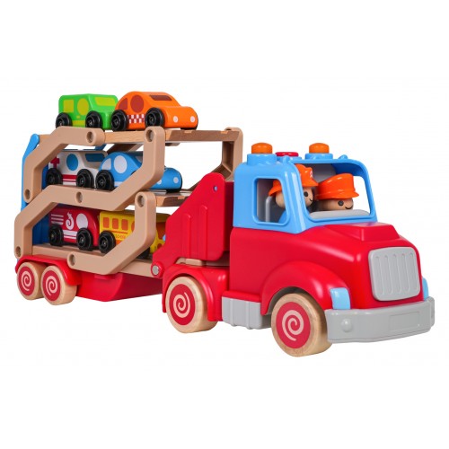 Drevené odťahové vozidlo + autá