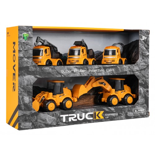 Sada piatich stavebných vozidiel