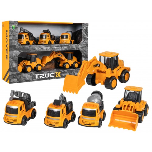 Sada piatich stavebných vozidiel
