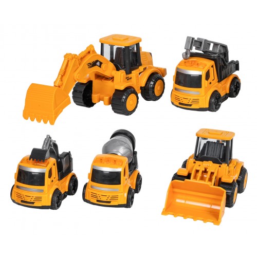 Sada piatich stavebných vozidiel