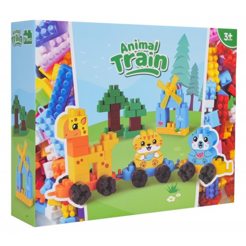 Sada veľkých blokov vláčikov so zvieratami
