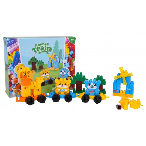 Sada veľkých blokov vláčikov so zvieratami