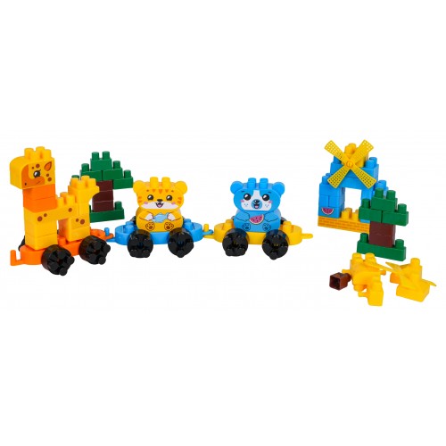 Sada veľkých blokov vláčikov so zvieratami