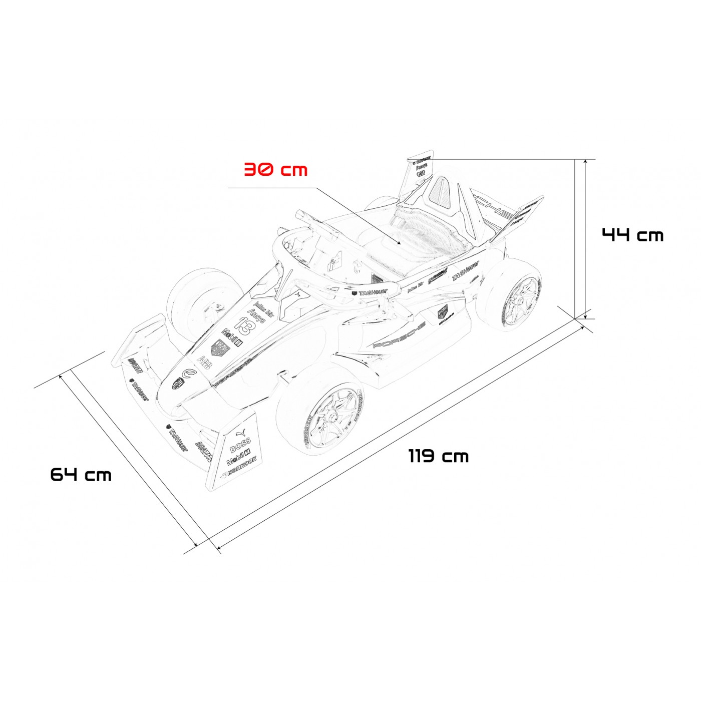 Vozidlo Formula E Porsche Červená