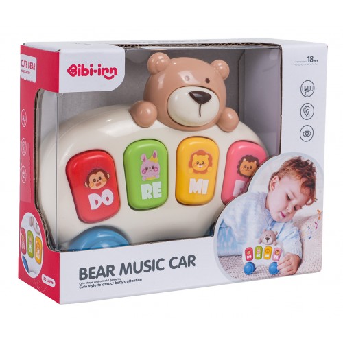Malý plyšový medvedík s klavírom pre najmenších