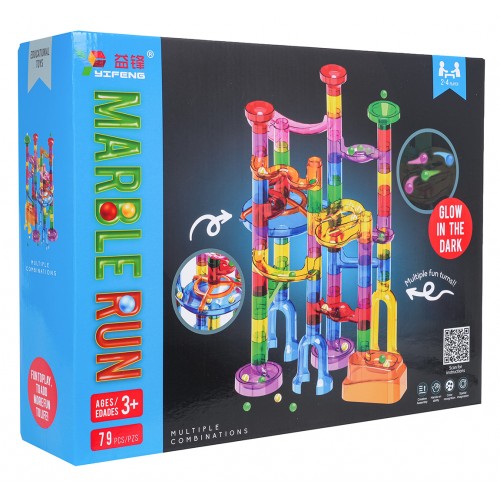 Dráha s guľôčkami svietiacimi v tme, 72 ks.