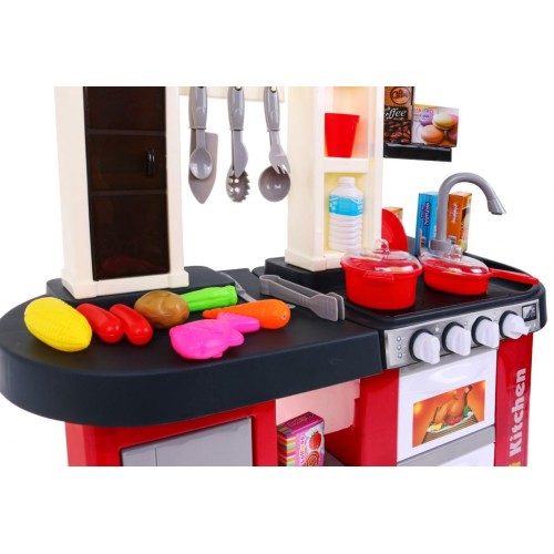 Interaktívna bordová Kuchyňa pre deti 3+ Horáky so zvukom a svetlom + Kohútik s vodou + Príslušenstvo 58 ks.