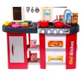 Interaktívna bordová Kuchyňa pre deti 3+ Horáky so zvukom a svetlom + Kohútik s vodou + Príslušenstvo 58 ks.