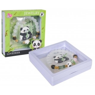 Sada šperkov s bielym náramkom Panda