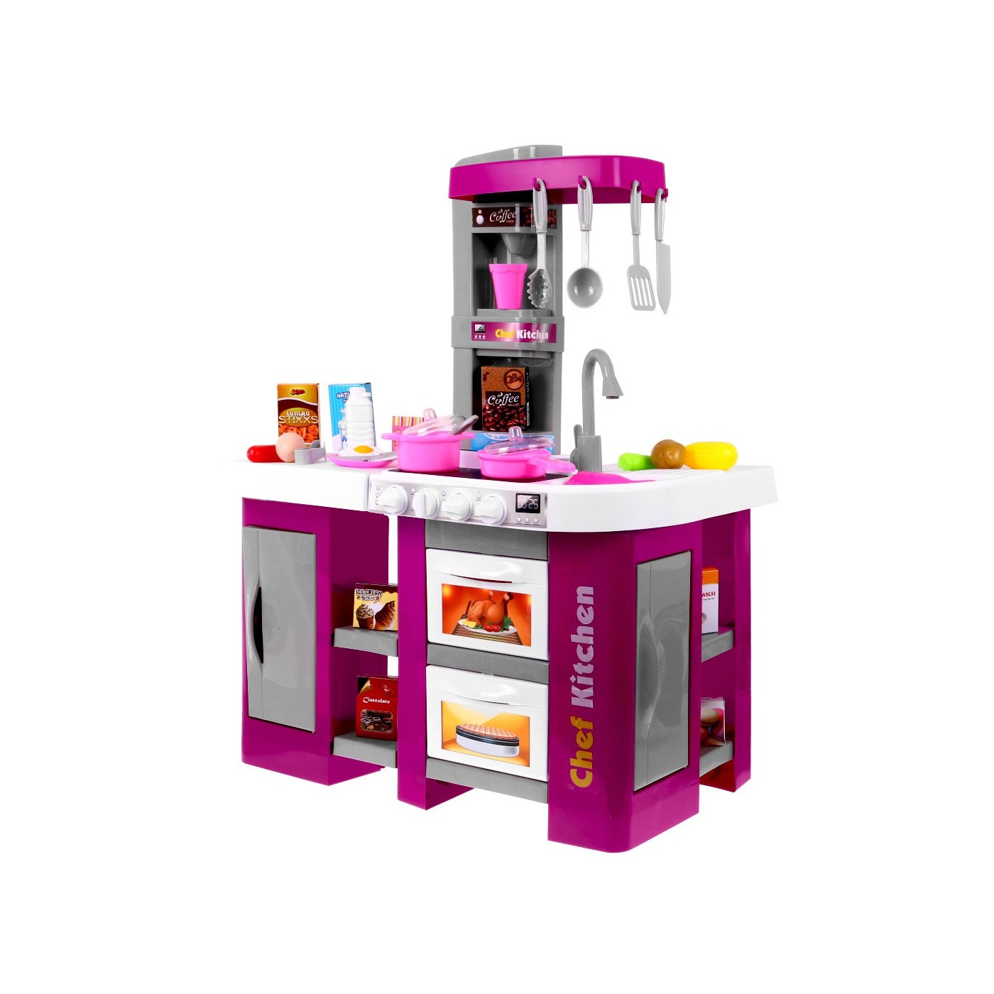 Kuchyňa s Chladničkou Digestor Kohútik s Vodou Ružová