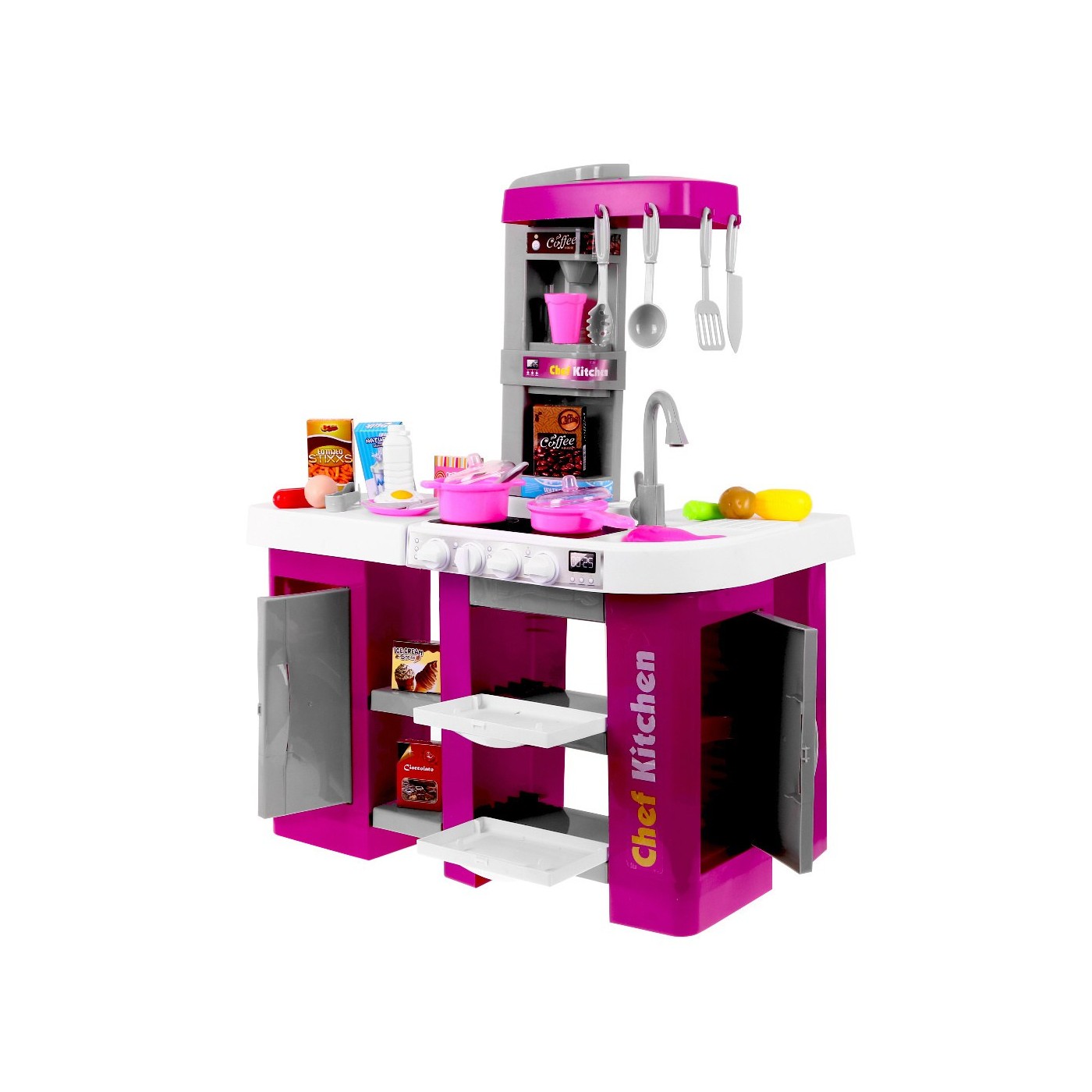 Kuchyňa s Chladničkou Digestor Kohútik s Vodou Ružová