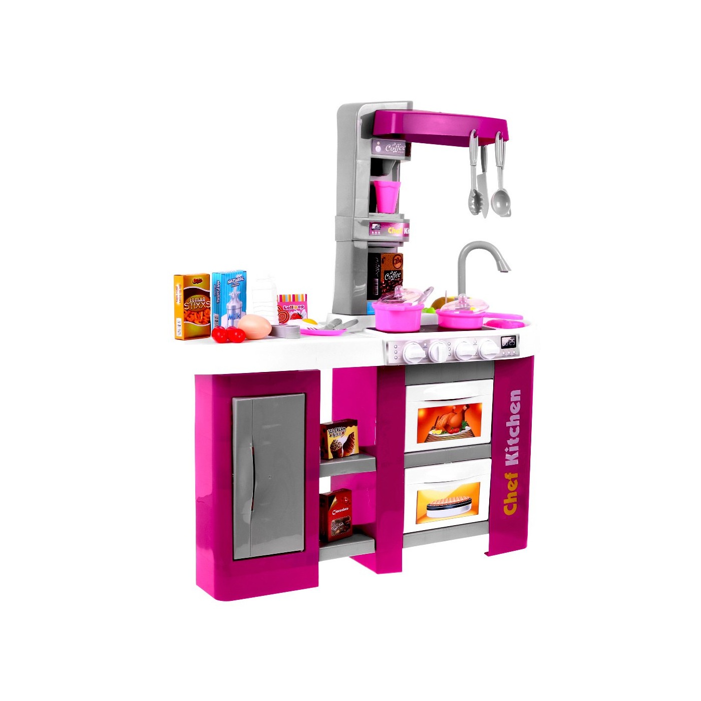 Kuchyňa s Chladničkou Digestor Kohútik s Vodou Ružová