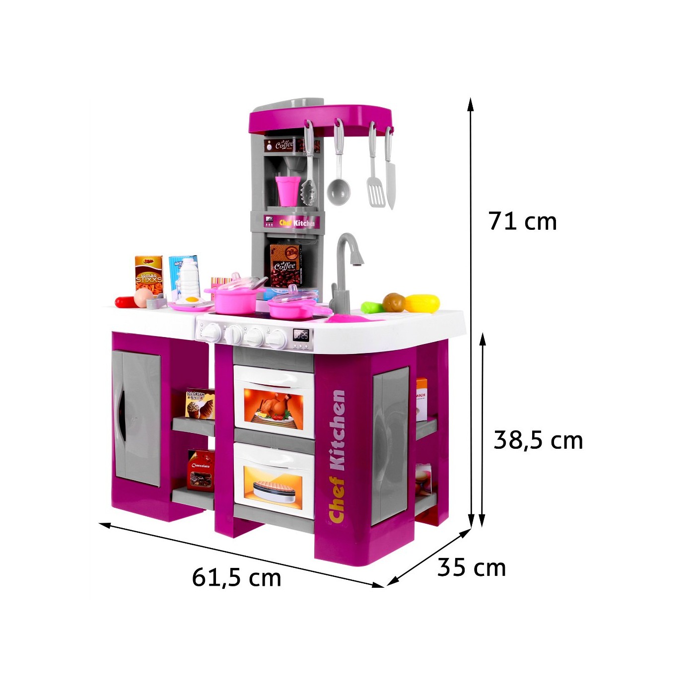 Kuchyňa s Chladničkou Digestor Kohútik s Vodou Ružová