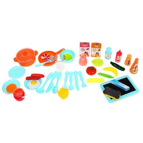 Farebná Kuchyňa pre deti 3+ Interaktívny horák s parou + Kohútik s vodou + Kriedová tabuľa + Príslušenstvo 42 ks.