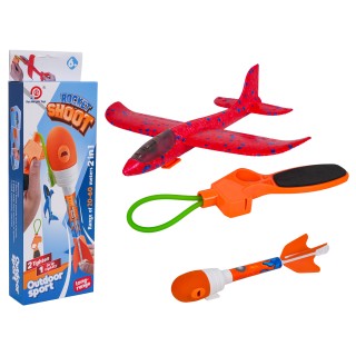 Červená súprava lietadla 2v1 s odpaľovacím zariadením