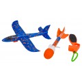 Modrá súprava lietadla 2v1 s odpaľovacím zariadením