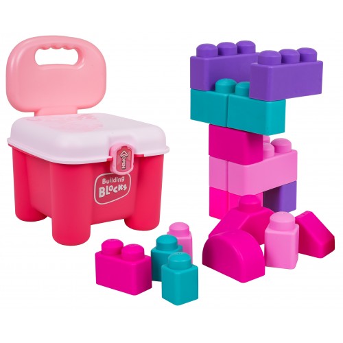 Súprava mäkkých elektrických tehál + ružové úložné kreslo