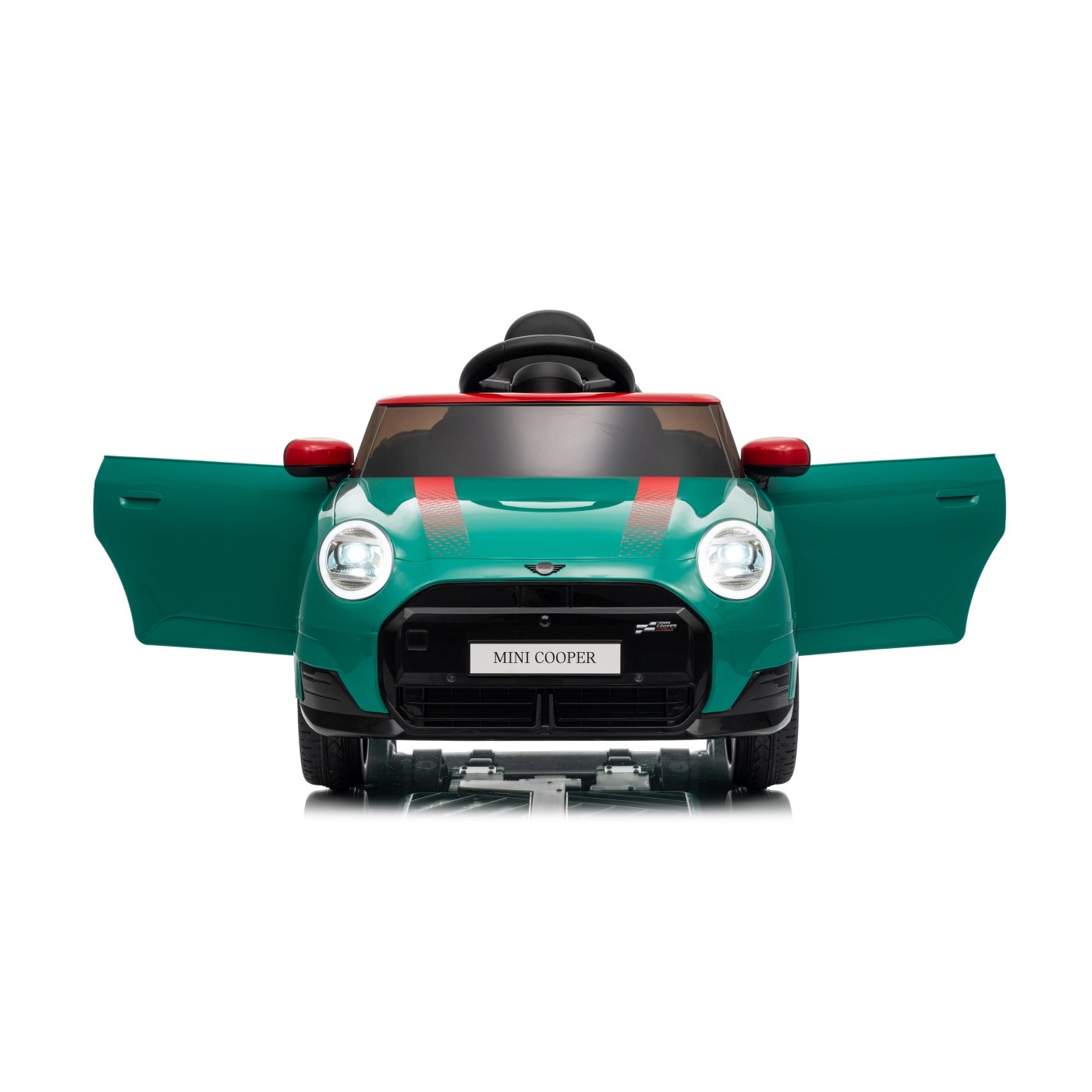 Zelené vozidlo Mini Cooper