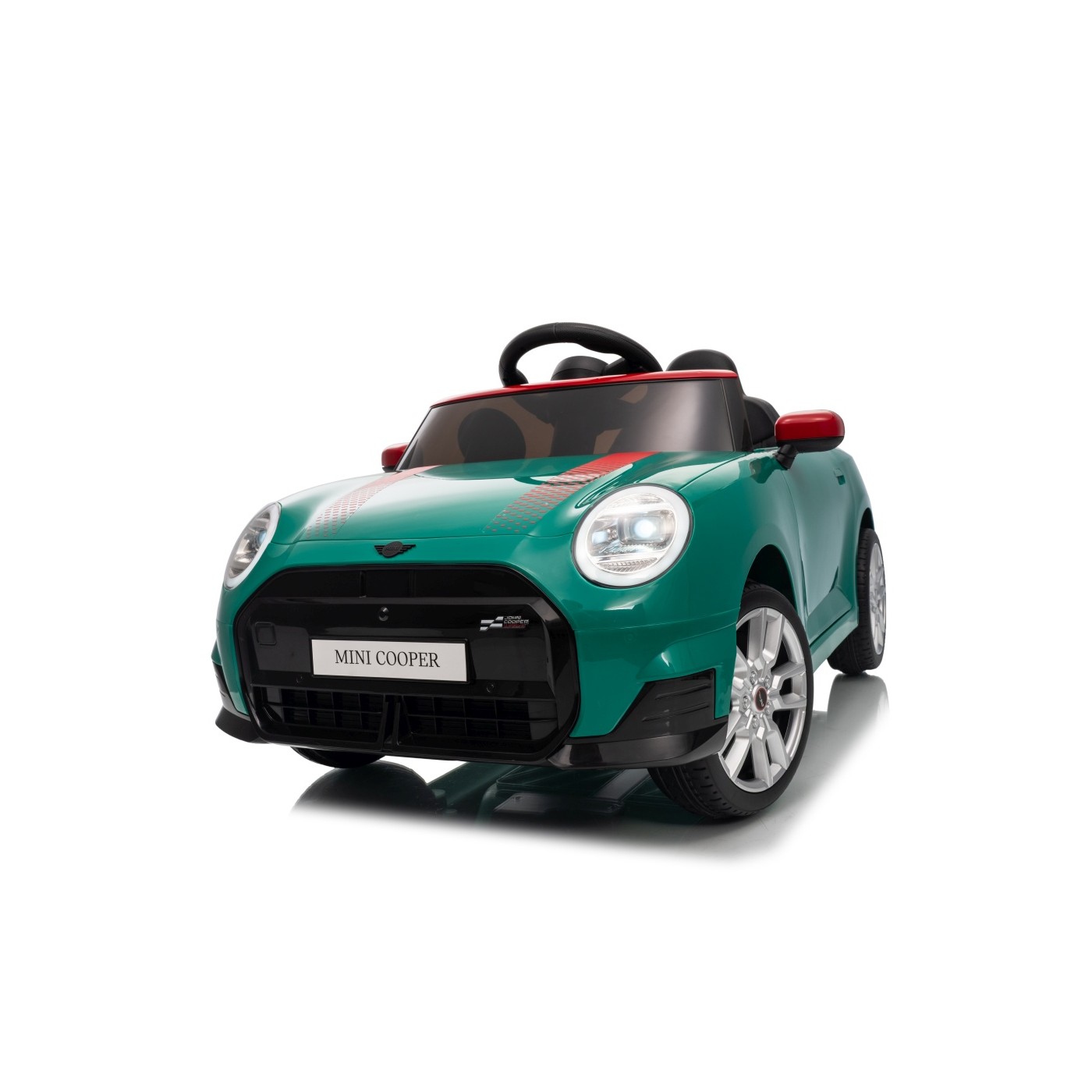 Zelené vozidlo Mini Cooper