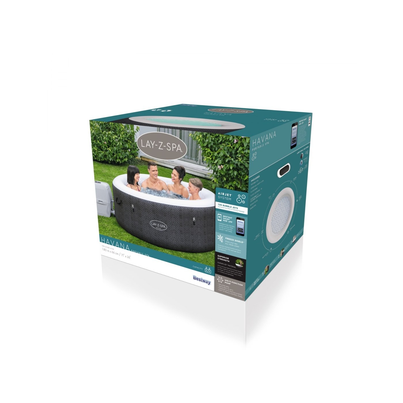 Havana Lay-Z-Spa AirJet Záhradná Vírivka BESTWAY 4-miestna + Čerpadlo + Príslušenstvo