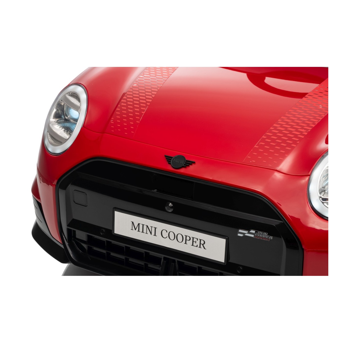 Červené vozidlo Mini Cooper