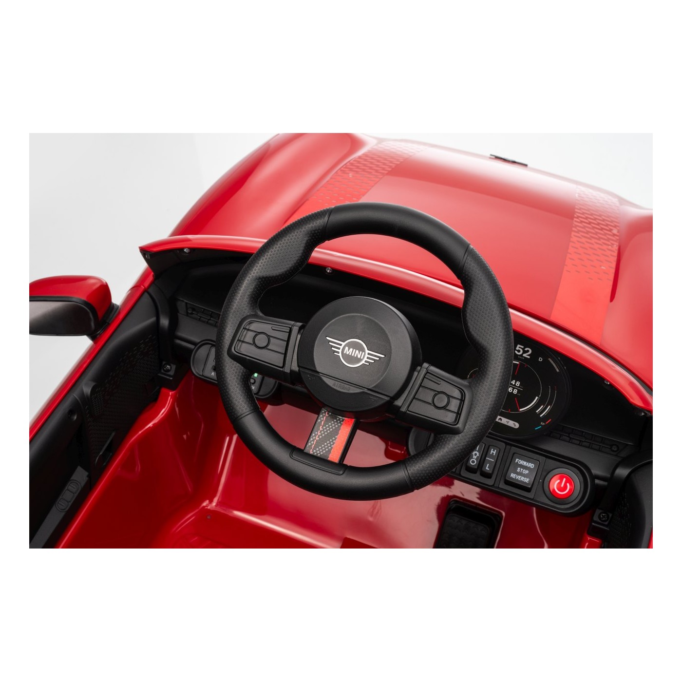 Červené vozidlo Mini Cooper