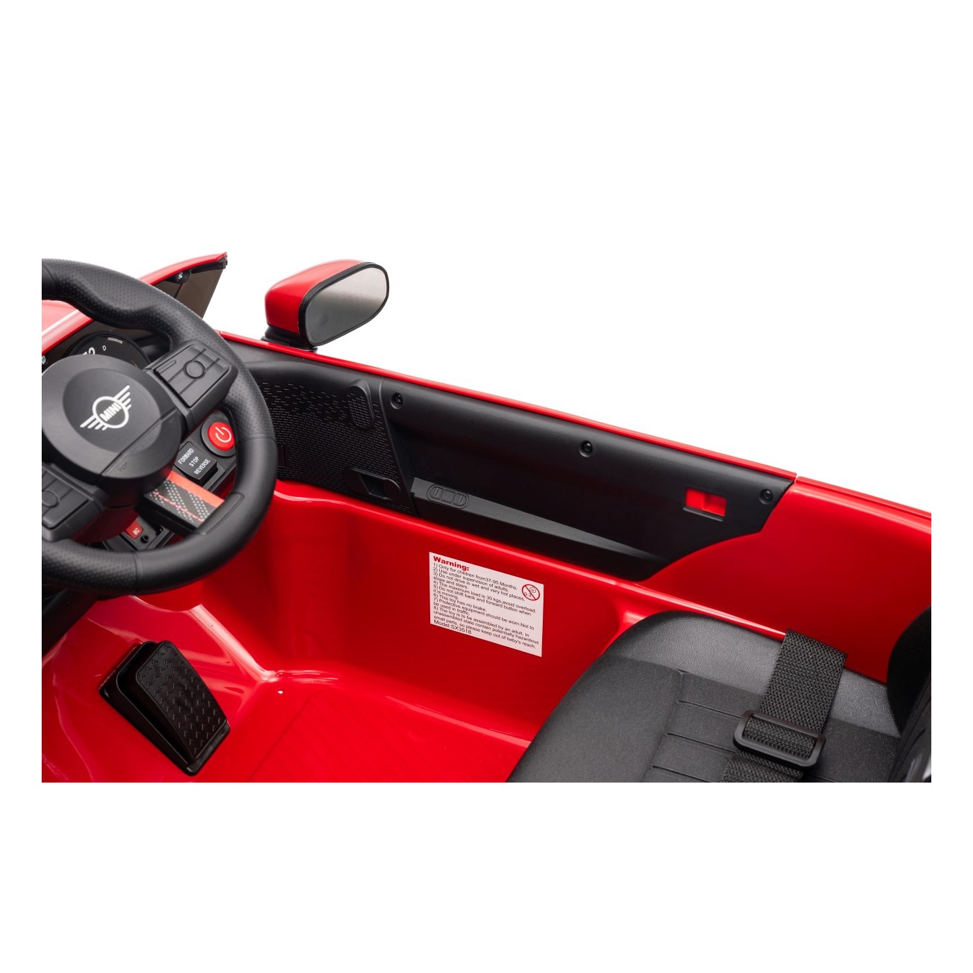 Červené vozidlo Mini Cooper