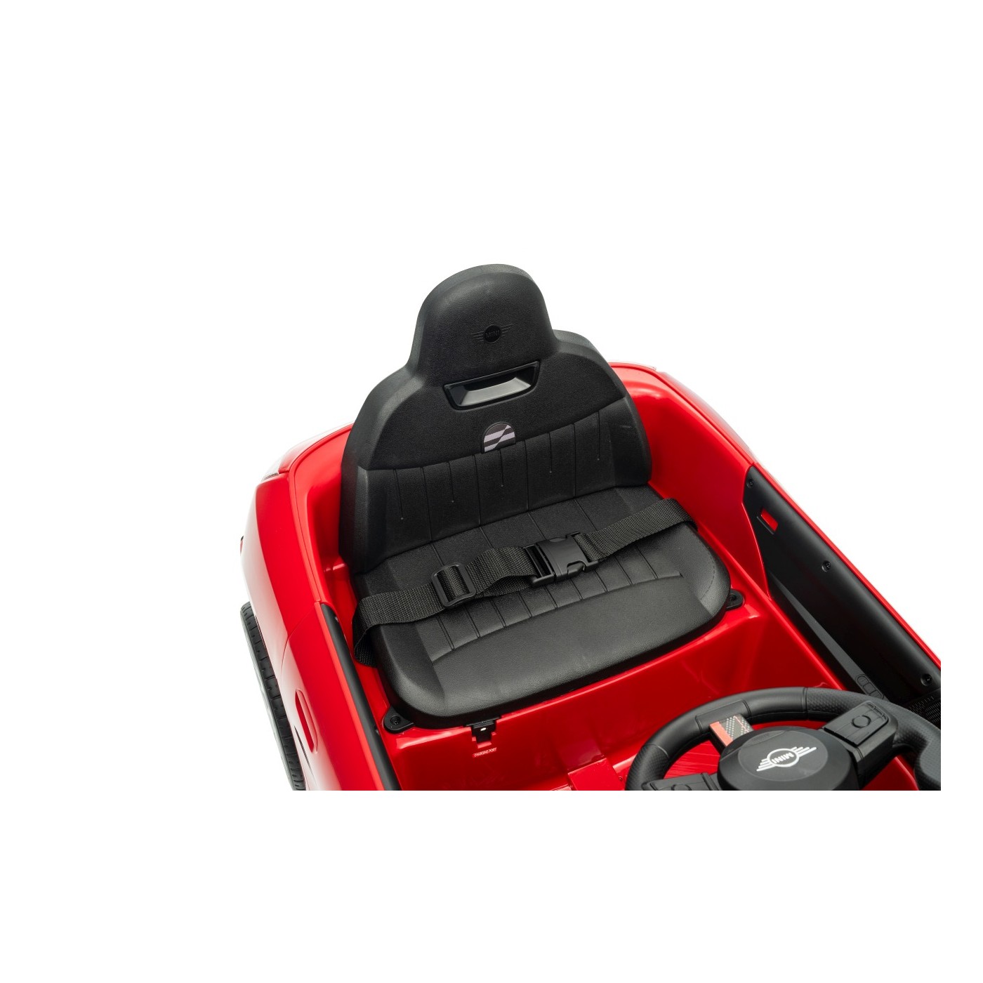 Červené vozidlo Mini Cooper