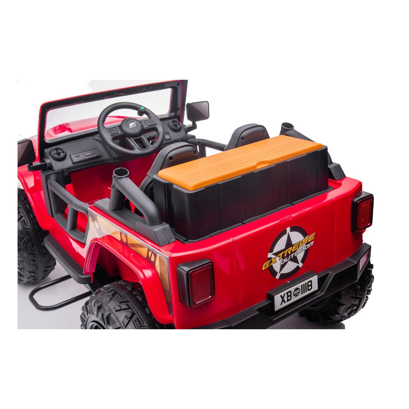 Červené vozidlo Jeep Monster