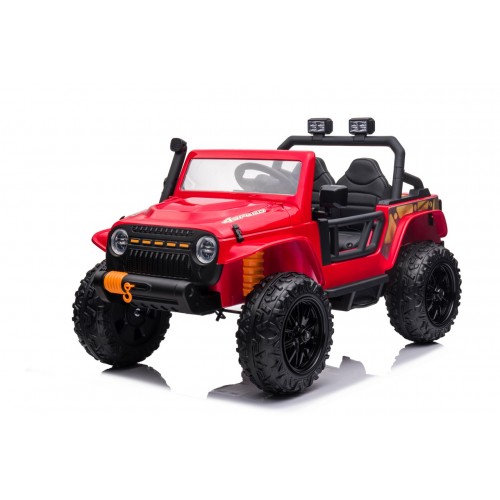 Červené vozidlo Jeep Monster