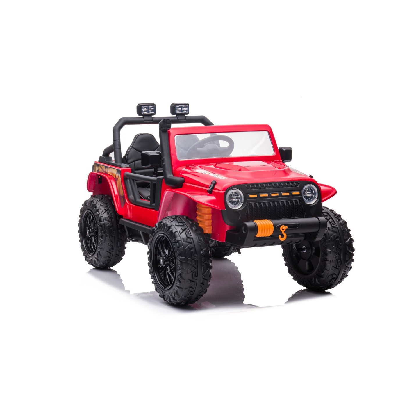 Červené vozidlo Jeep Monster