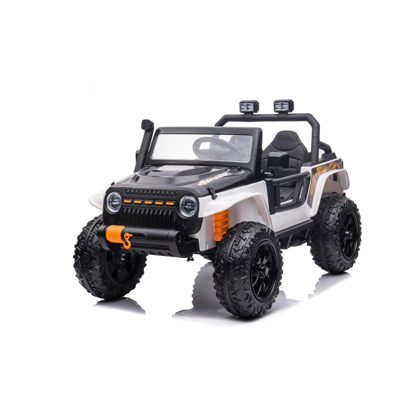 Biele vozidlo Jeep Monster