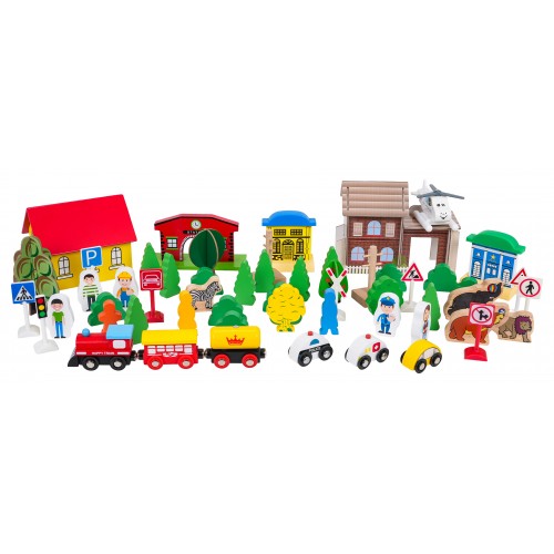 MEGA drevený vláčik na stole