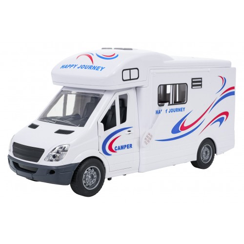 Biely karavan so svetelnými a zvukovými funkciami