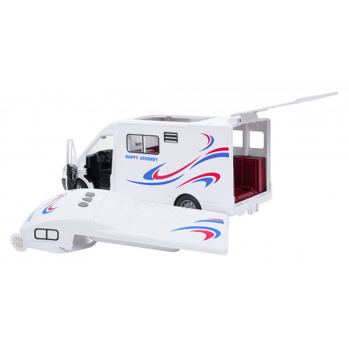 Biely karavan so svetelnými a zvukovými funkciami