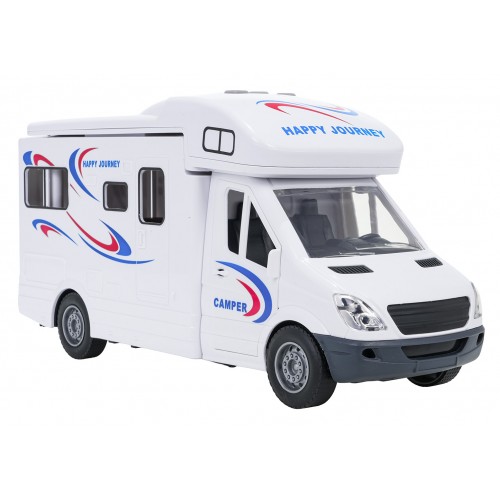 Biely karavan so svetelnými a zvukovými funkciami