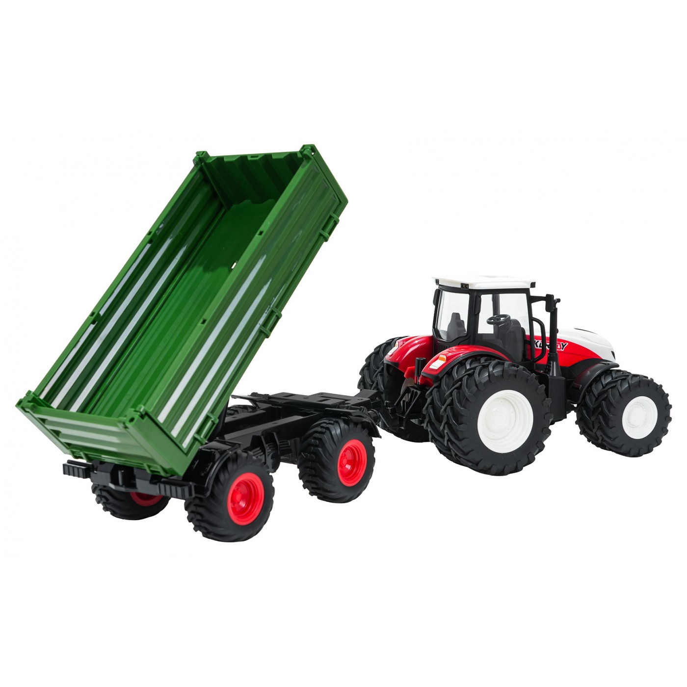 Traktor Červený R/C s Zeleným Prívesom