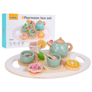 Drevená čajová súprava + príslušenstvo