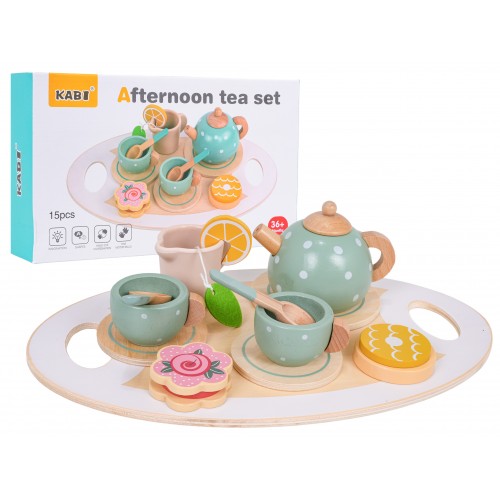 Drevená čajová súprava + príslušenstvo