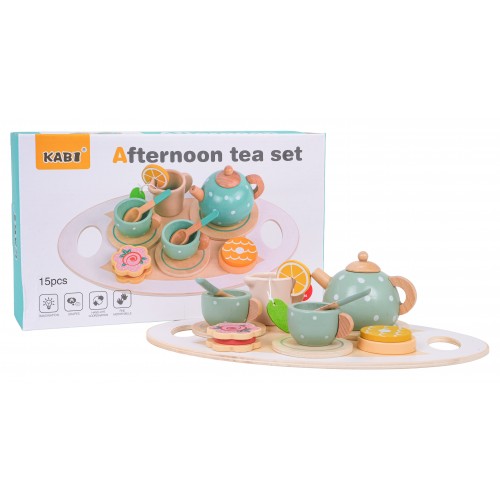 Drevená čajová súprava + príslušenstvo