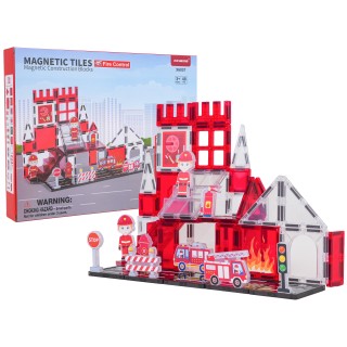 Sada magnetických stavebných kociek hasičského zboru, 48 dielov.