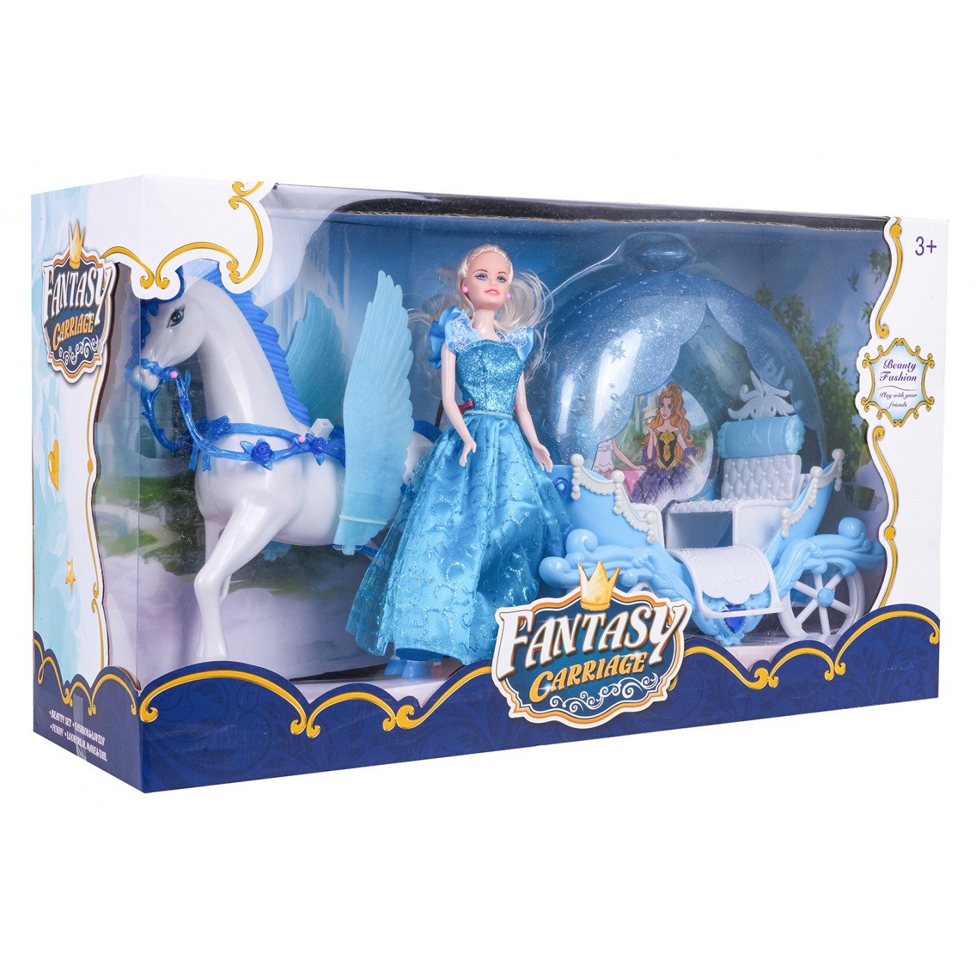 Kočiar s koňmi + sada pre bábiky