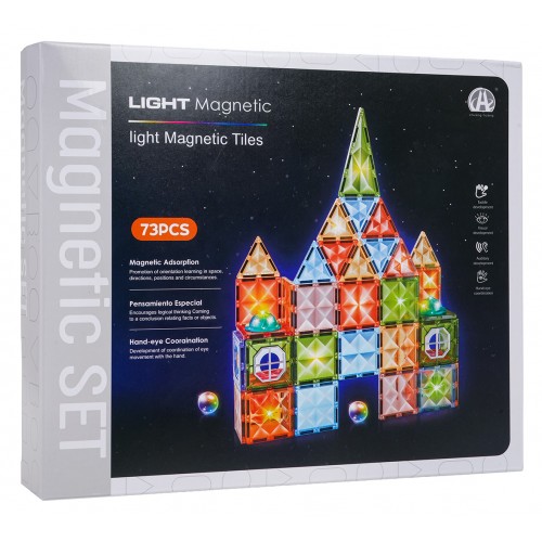 Sada 3D magnetických kociek s podsvietením, 75 ks.