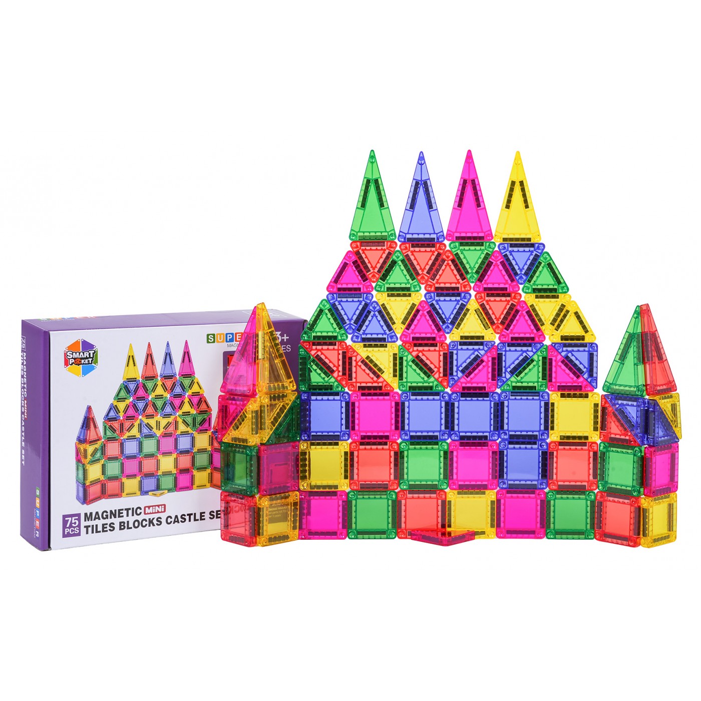 Sada farebných magnetických kociek 75 ks.
