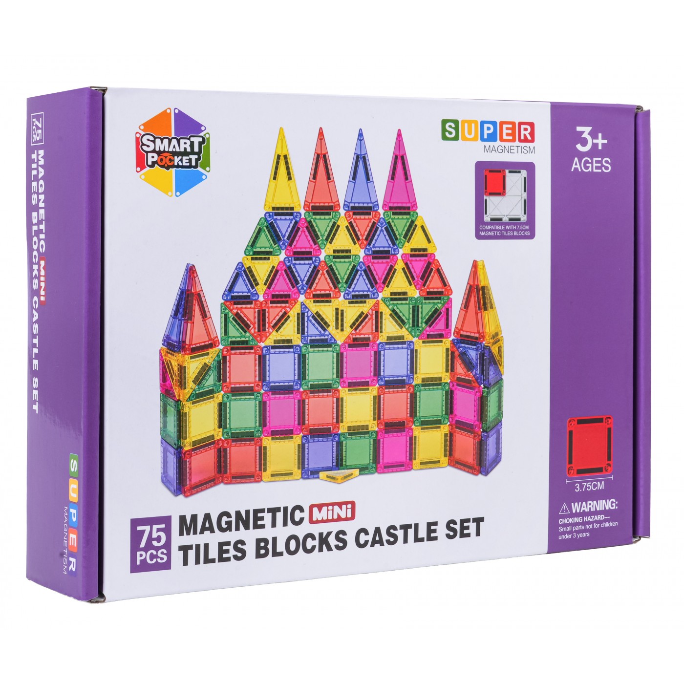 Sada farebných magnetických kociek 75 ks.