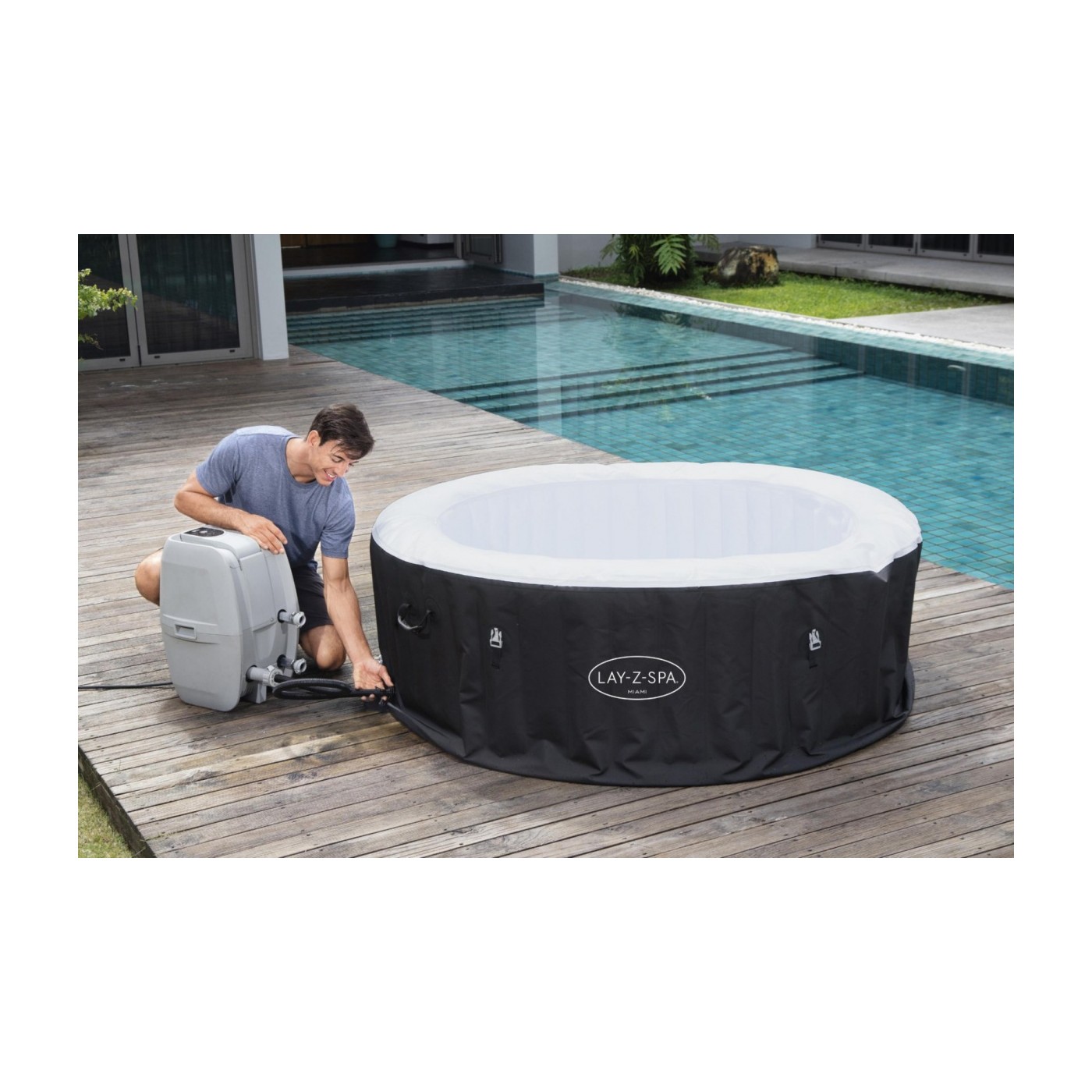 Miami Lay-Z-Spa Nafukovacie Spa BESTWAY 4-os.+ Čerpadlo s panelom + Filter